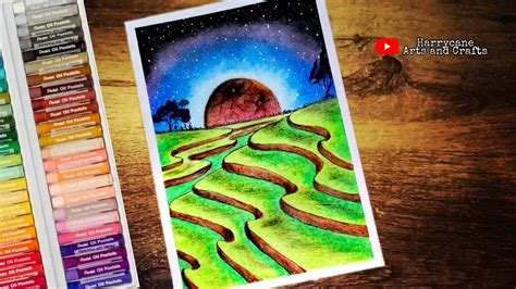 Easy Drawing Scenery/Banaue Rice Terraces in Blood Moon .